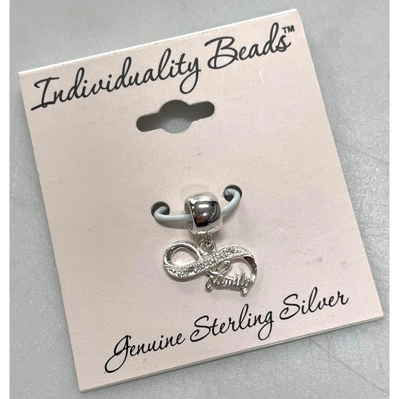 NWT Individuality Beads FAMILY Forever Genuine Sterling Silver Charm - Picture 1 of 3